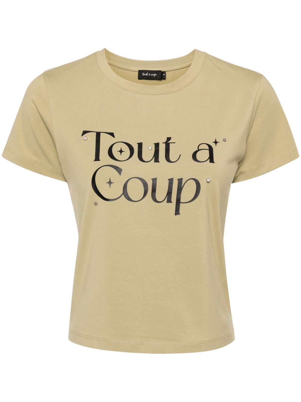 tout a coup logo印花棉混纺T恤 - 绿色