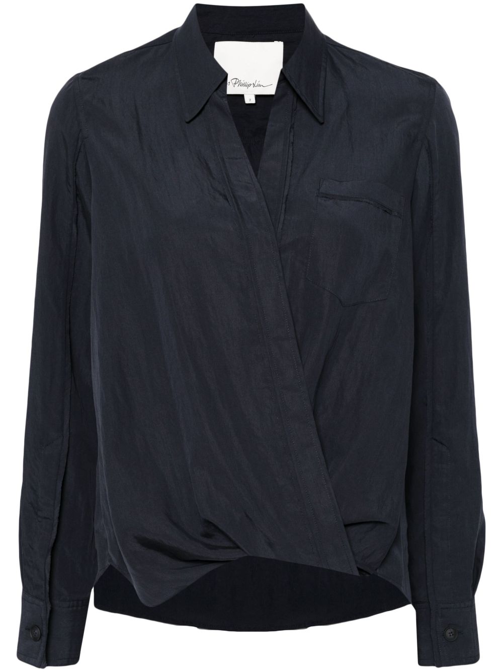 3.1 Phillip Lim 垂坠交叉设计衬衫 - 蓝色
