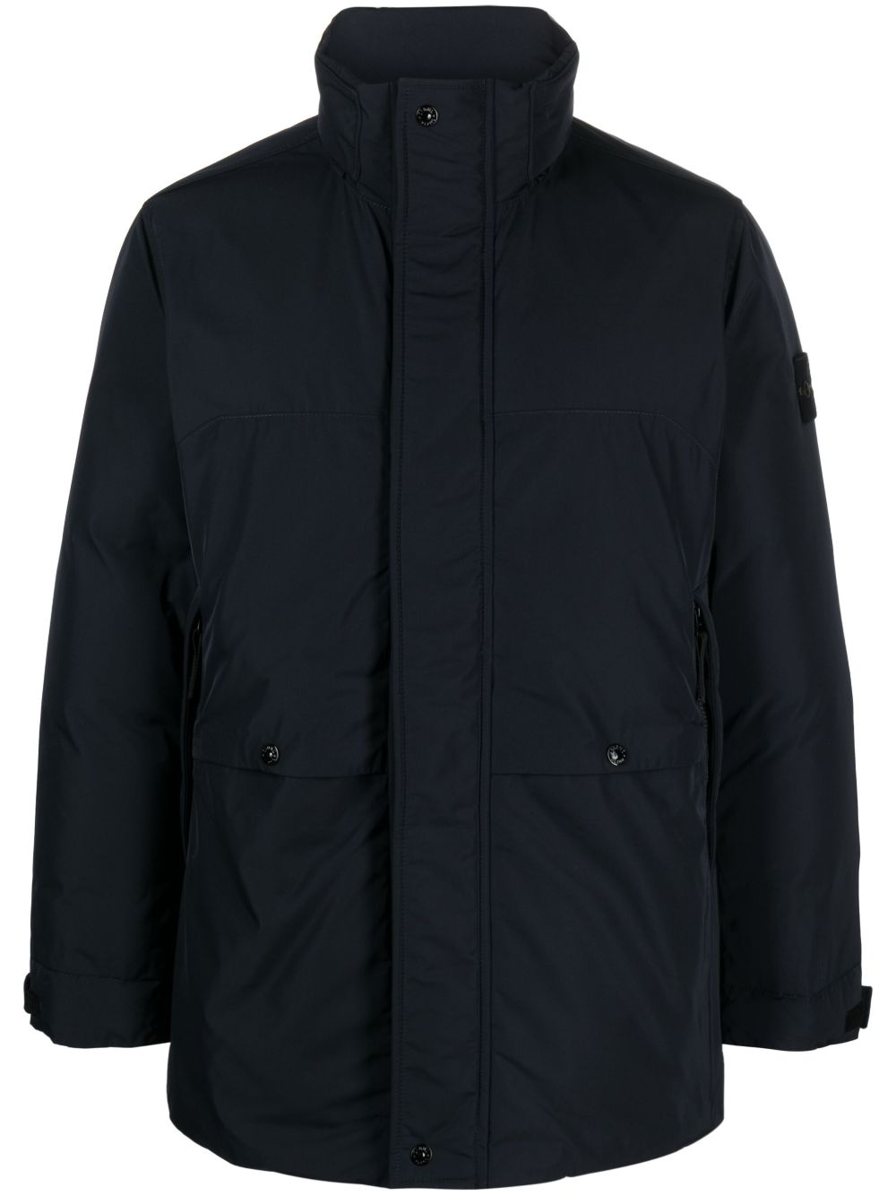 Stone Island 标贴填充羽绒派克大衣 - 蓝色