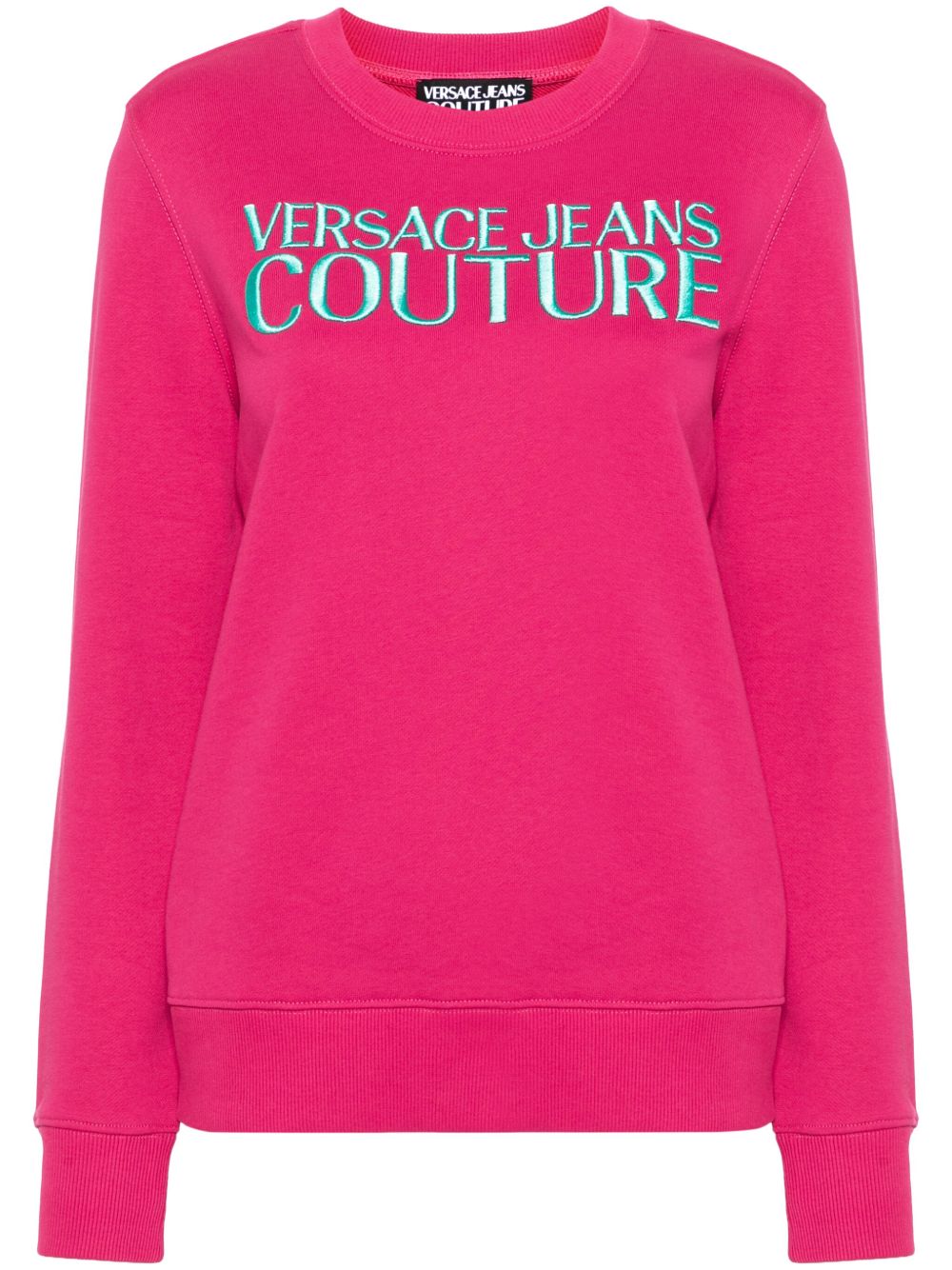 Versace Jeans Couture logo刺绣棉卫衣 - 粉色