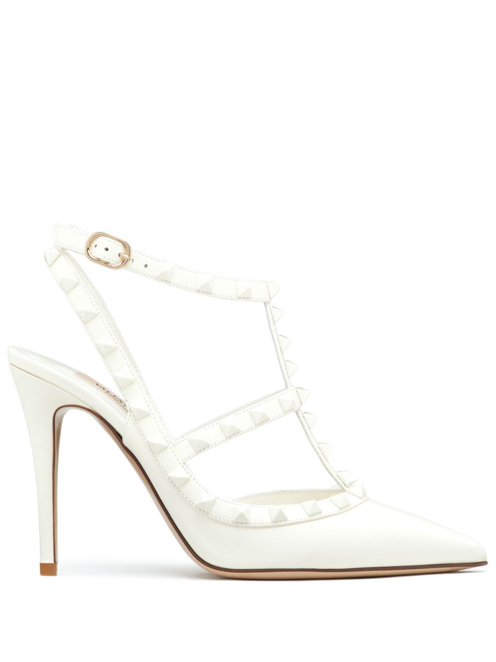 Valentino Garavani Rockstud 裹踝带高跟鞋 - 白色
