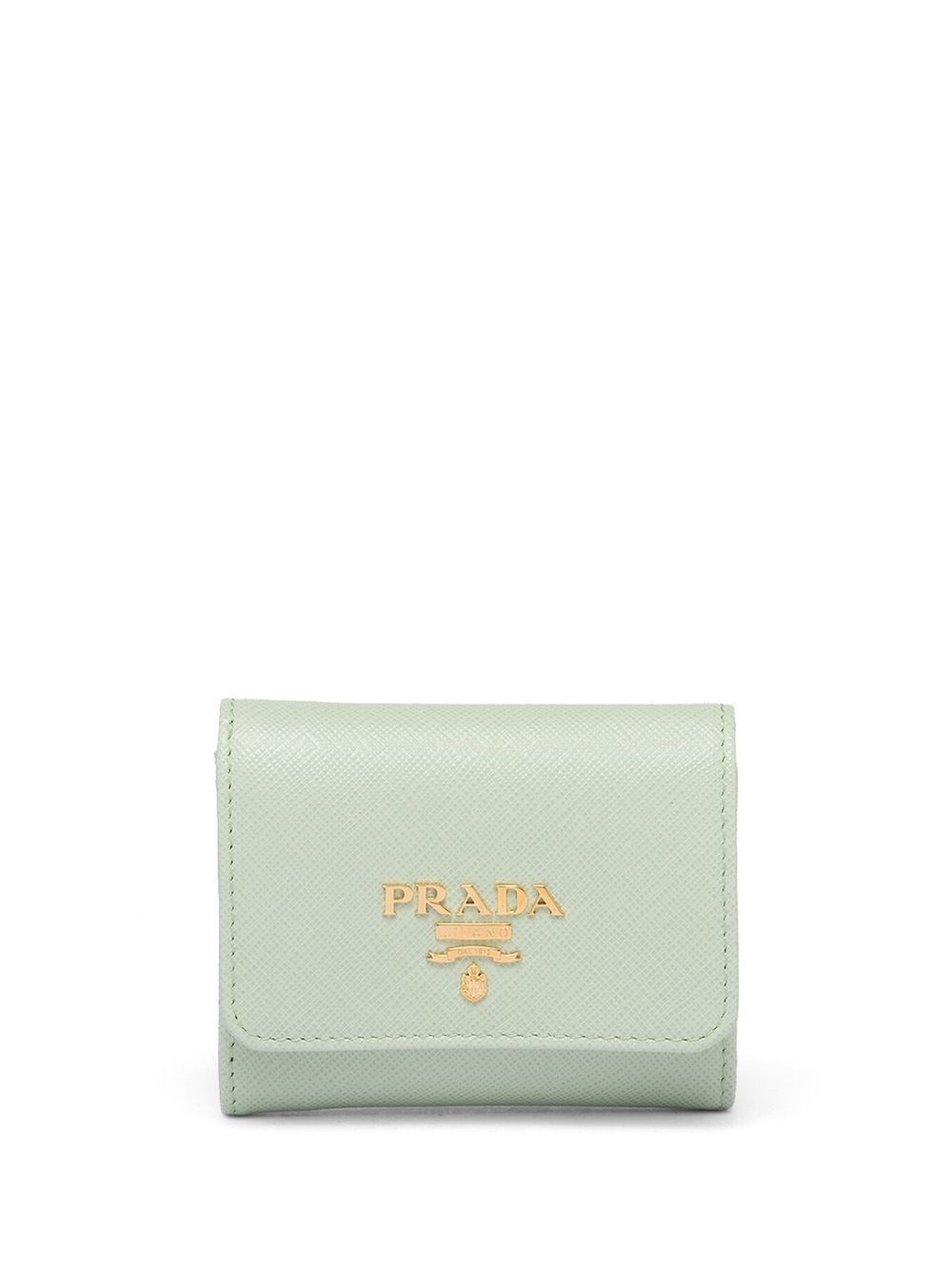 Prada logo细节皮质钱包 - 绿色