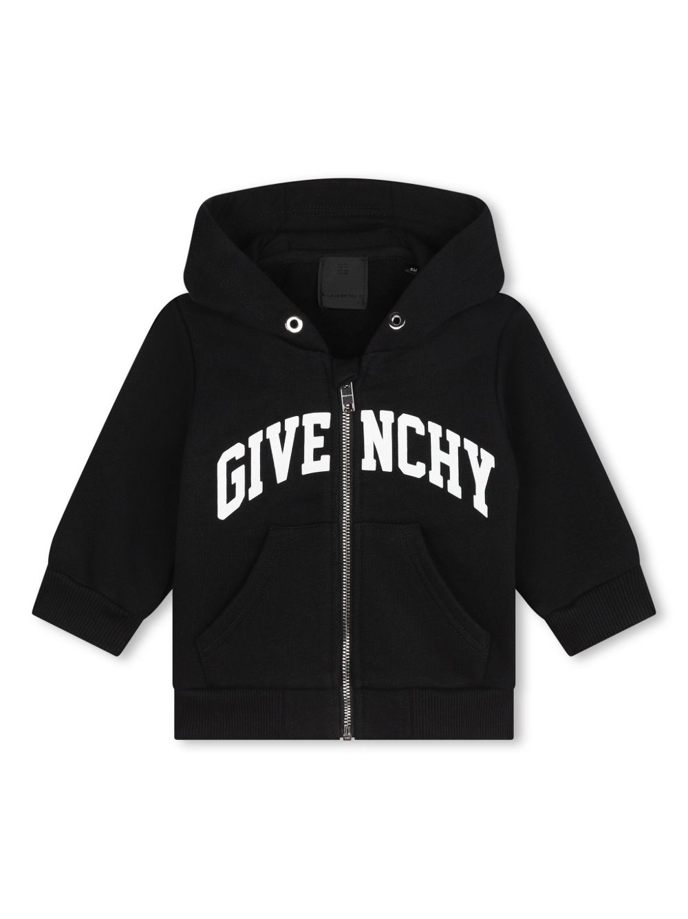 Givenchy Kids logo印花拉链连帽衫 - 黑色