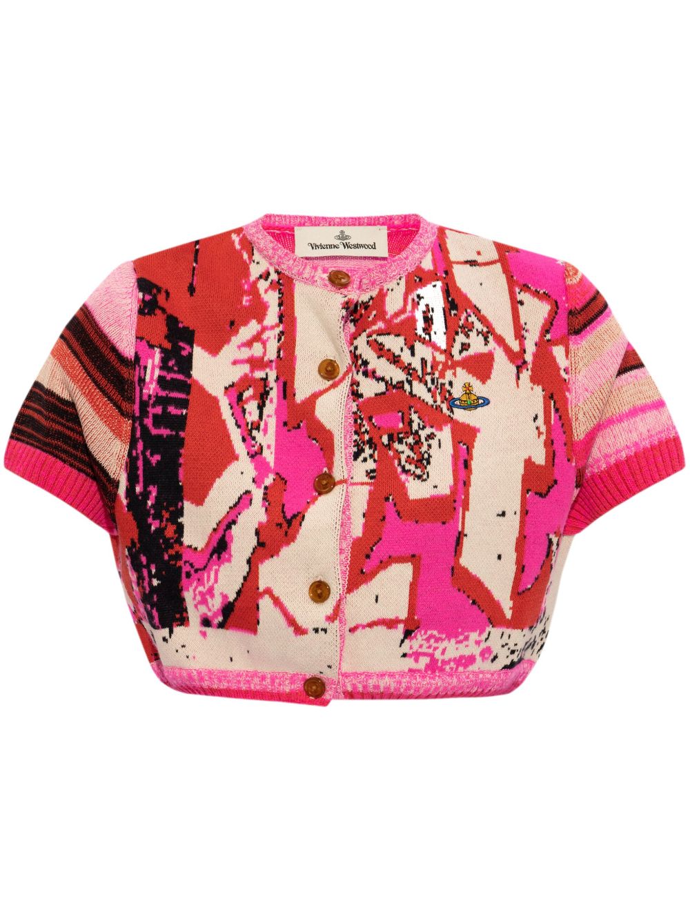 Vivienne Westwood Graffiti 短袖短款开衫 - 粉色