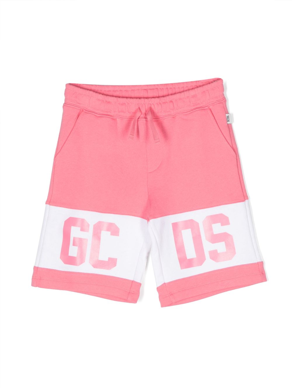 Gcds Kids logo印花棉短裤 - 粉色