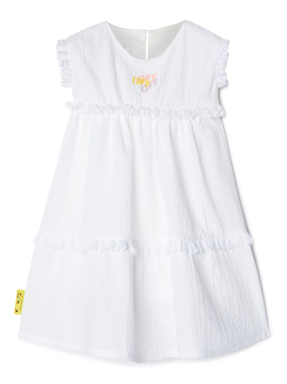 Off-White Kids Off Stamp 荷叶边棉连衣裙 - 白色