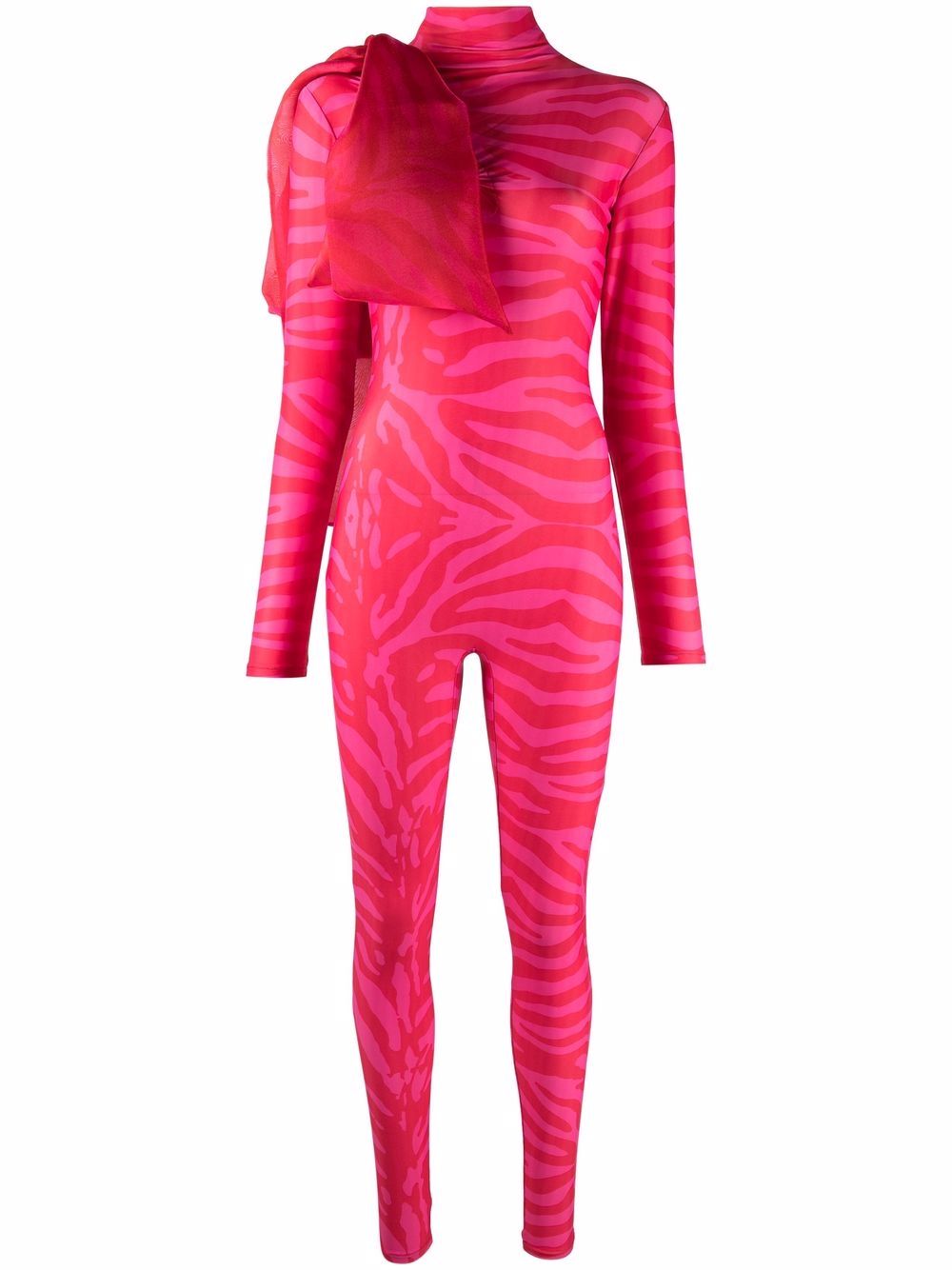 Atu Body Couture Tiger 印花欧根纱蝴蝶结紧身连衣裤 - 粉色
