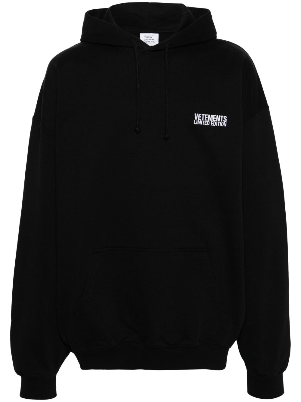 VETEMENTS logo刺绣连帽衫 - 黑色