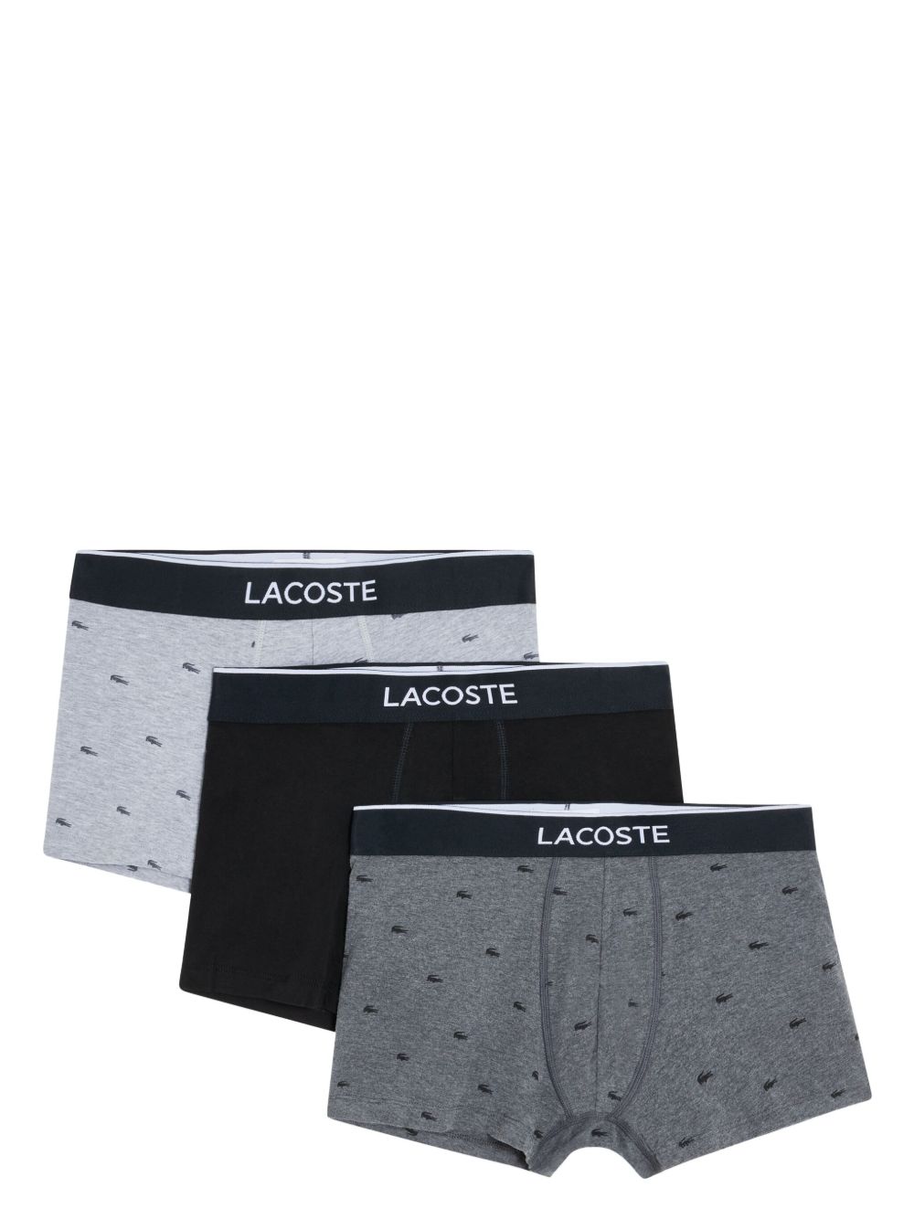Lacoste logo腰边四角裤（三件装） - 黑色