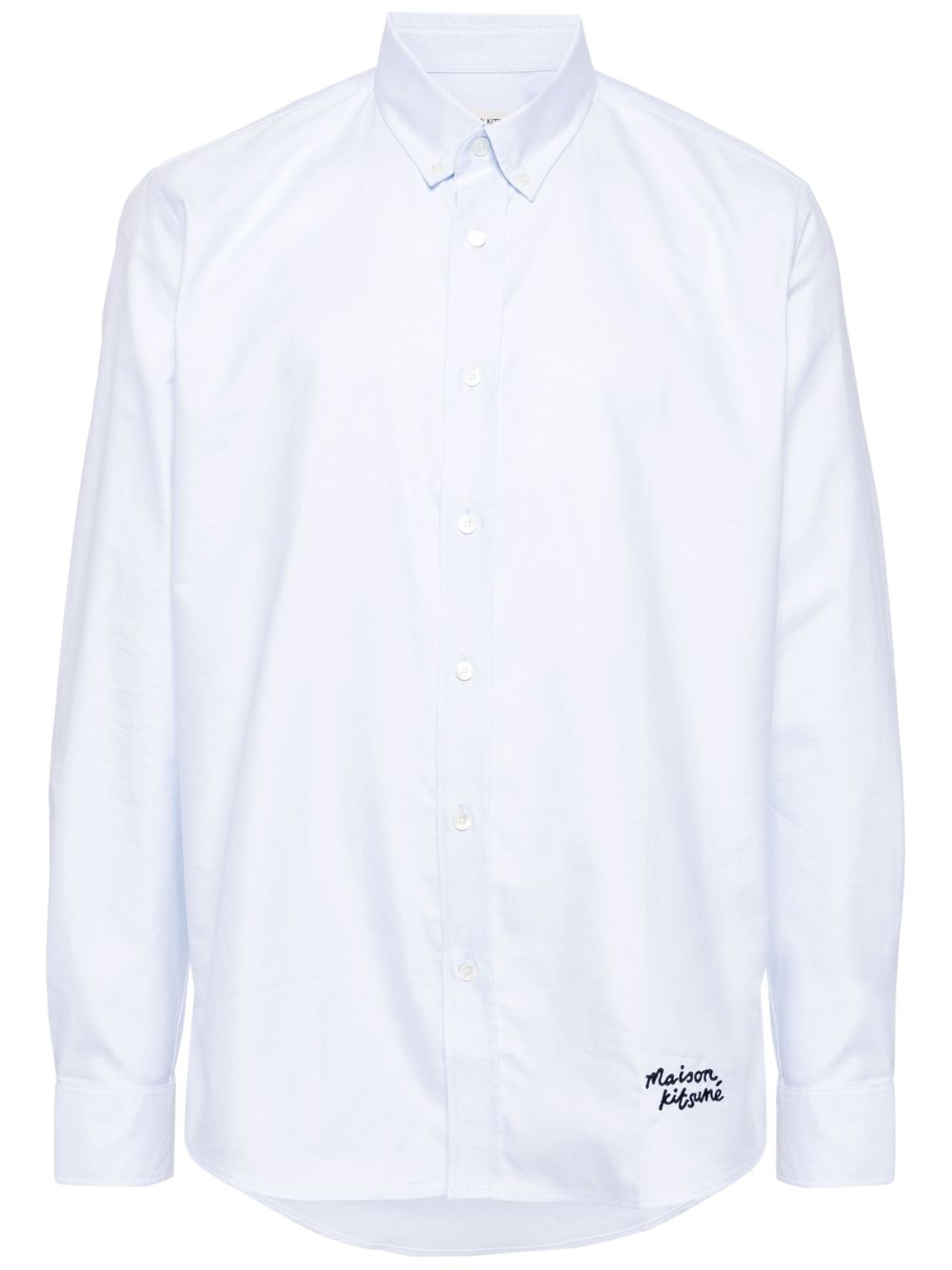 Maison Kitsuné logo刺绣棉衬衫 - 蓝色