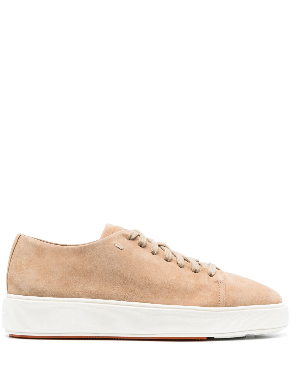 Santoni logo凹面压花皮质运动鞋 - 中性色