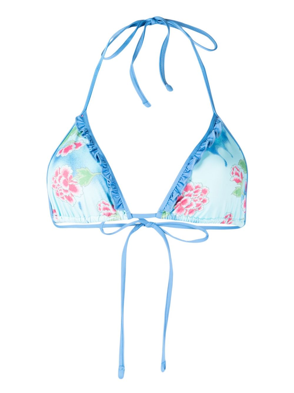 Frankies Bikinis Camilla 花卉印花比基尼上装 - 蓝色