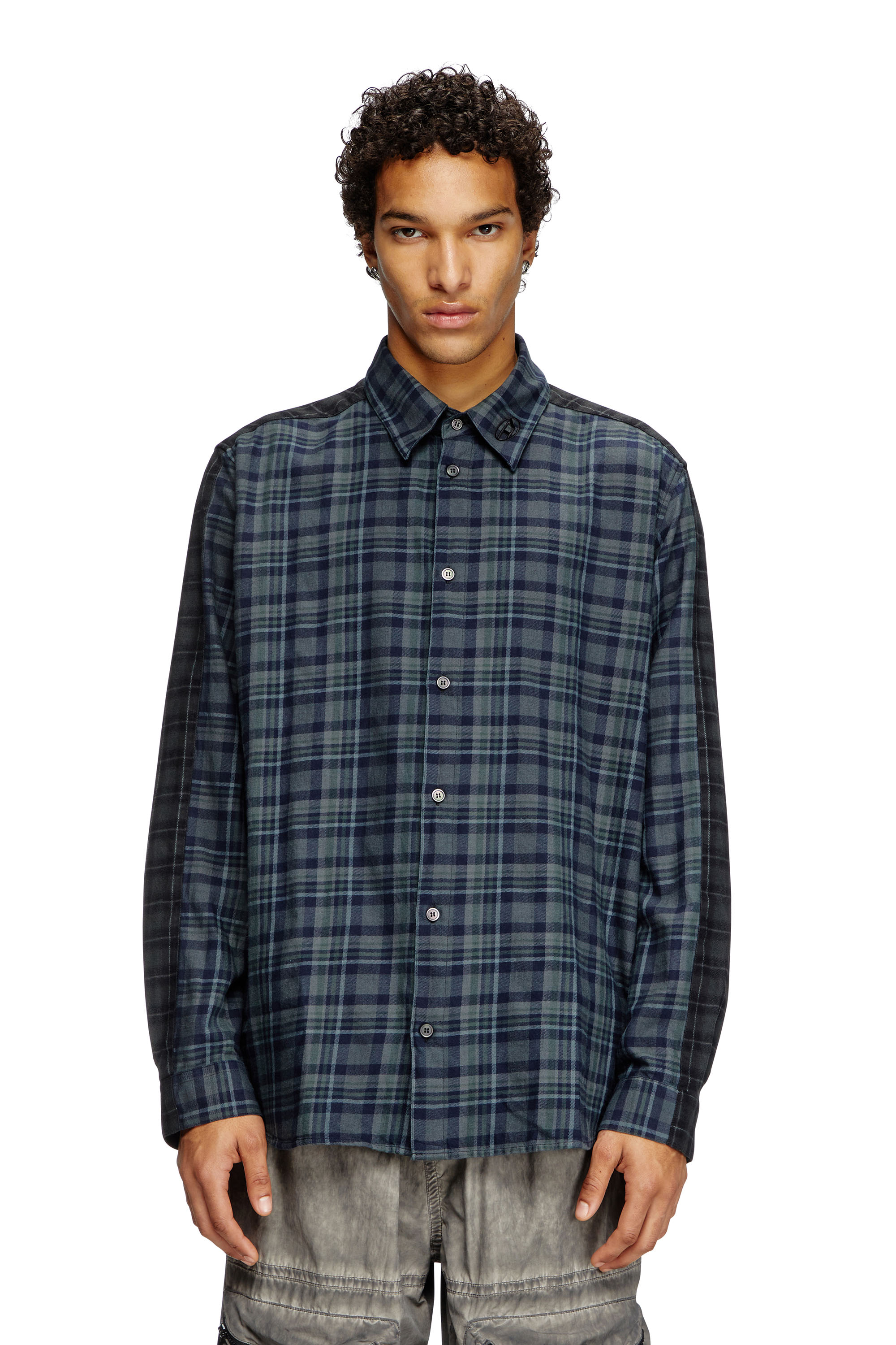 Diesel - Spliced check flannel shirt - Shirts - Man - Multicolor
