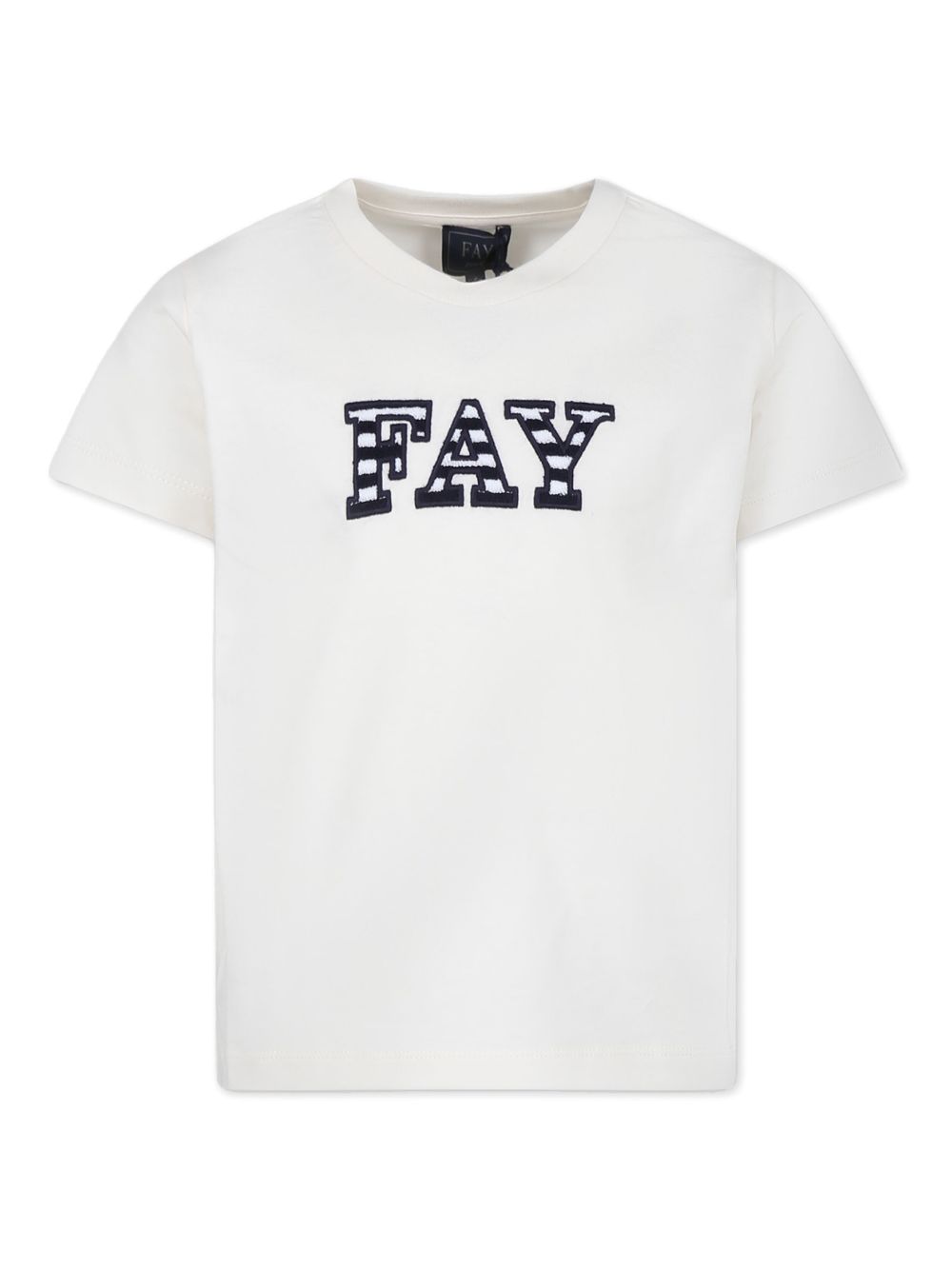 Fay Kids logo贴花棉T恤 - 白色
