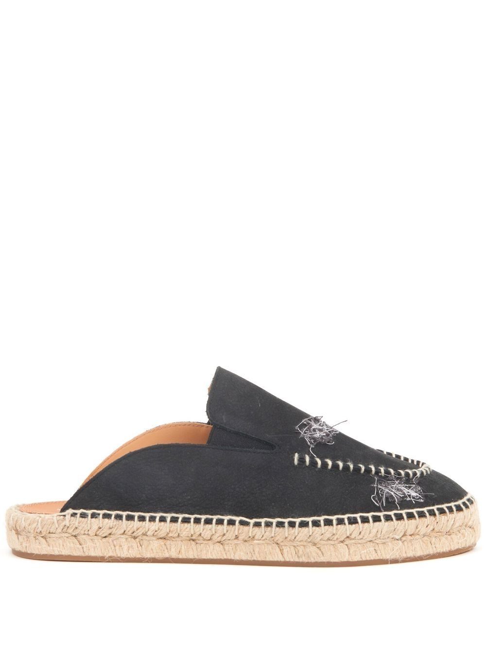 Maison Margiela 刺绣草编穆勒鞋 - 黑色