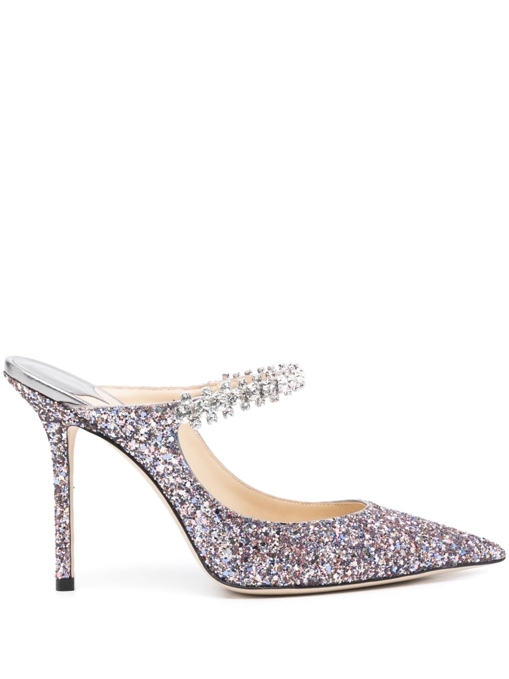 Jimmy Choo Bing 亮片金葱高跟穆勒鞋 - 粉色