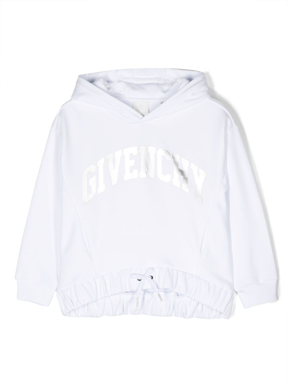 Givenchy Kids 植绒logo棉连帽衫 - 白色