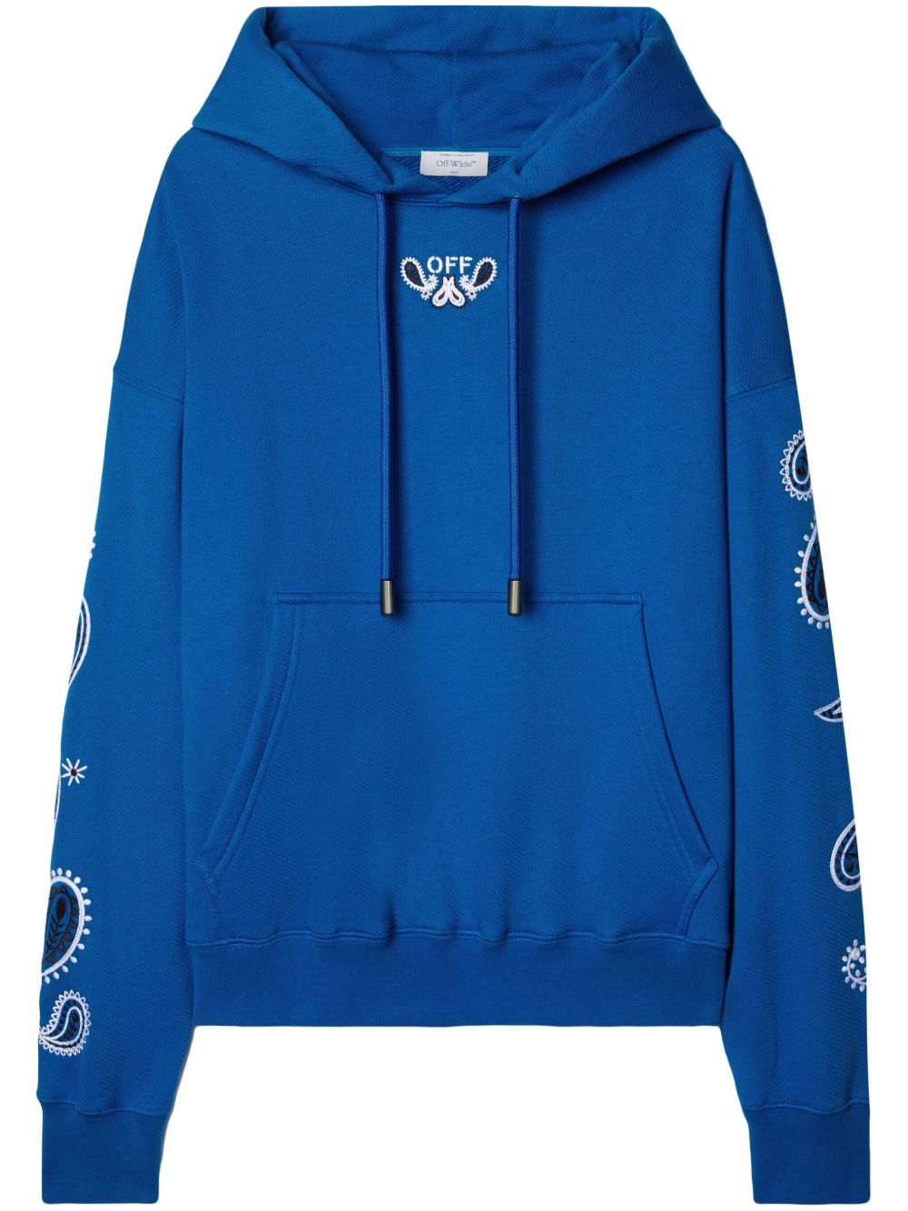 Off-White 头巾刺绣棉连帽衫 - 蓝色