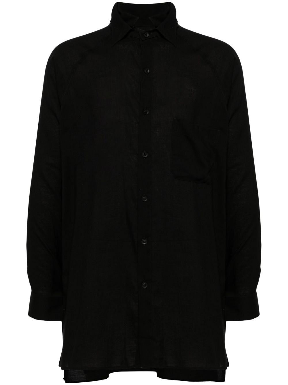 Yohji Yamamoto 拼接排扣衬衫 - 黑色