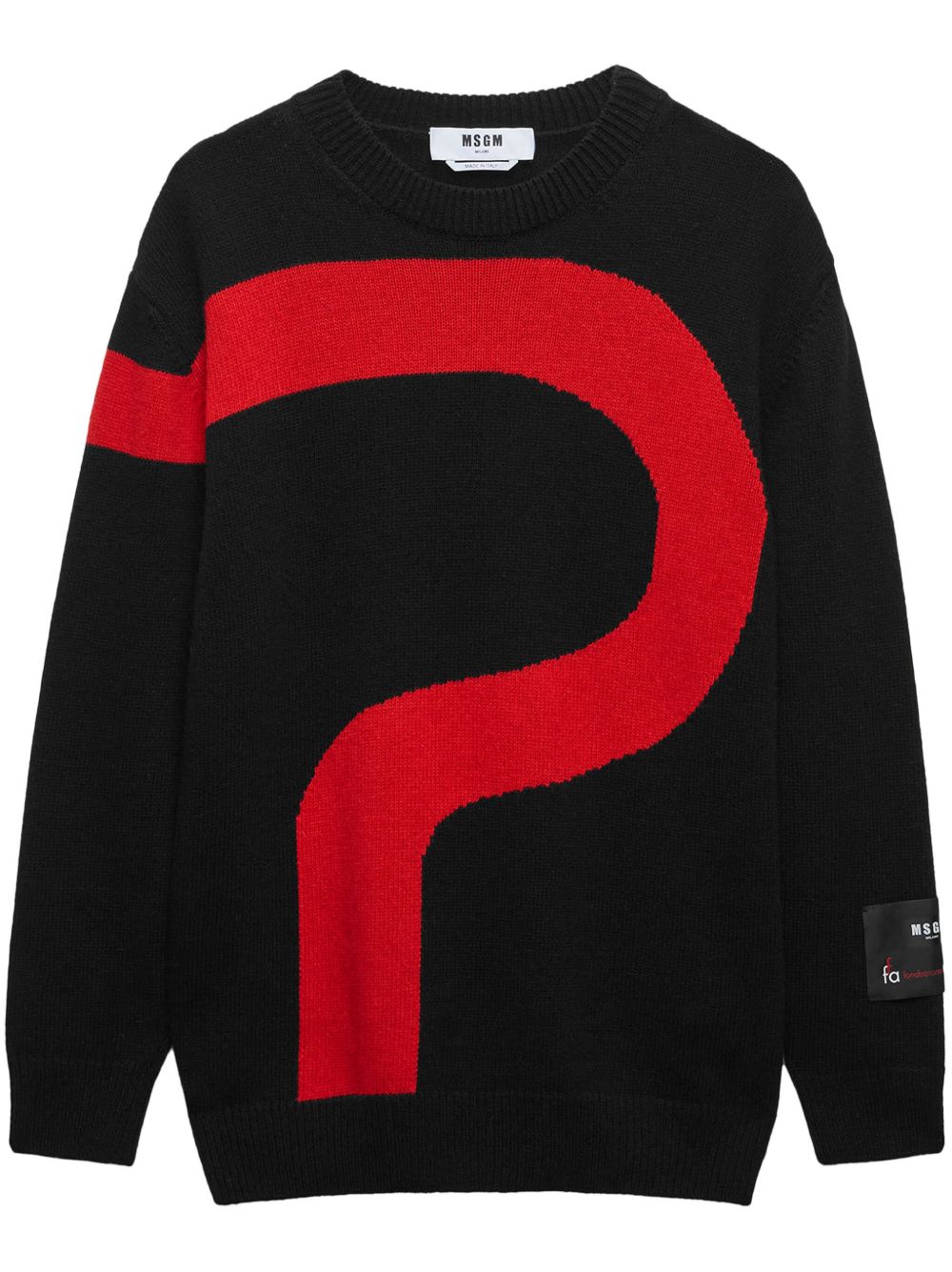 MSGM logo贴花衣袖贴花毛衣 - 黑色