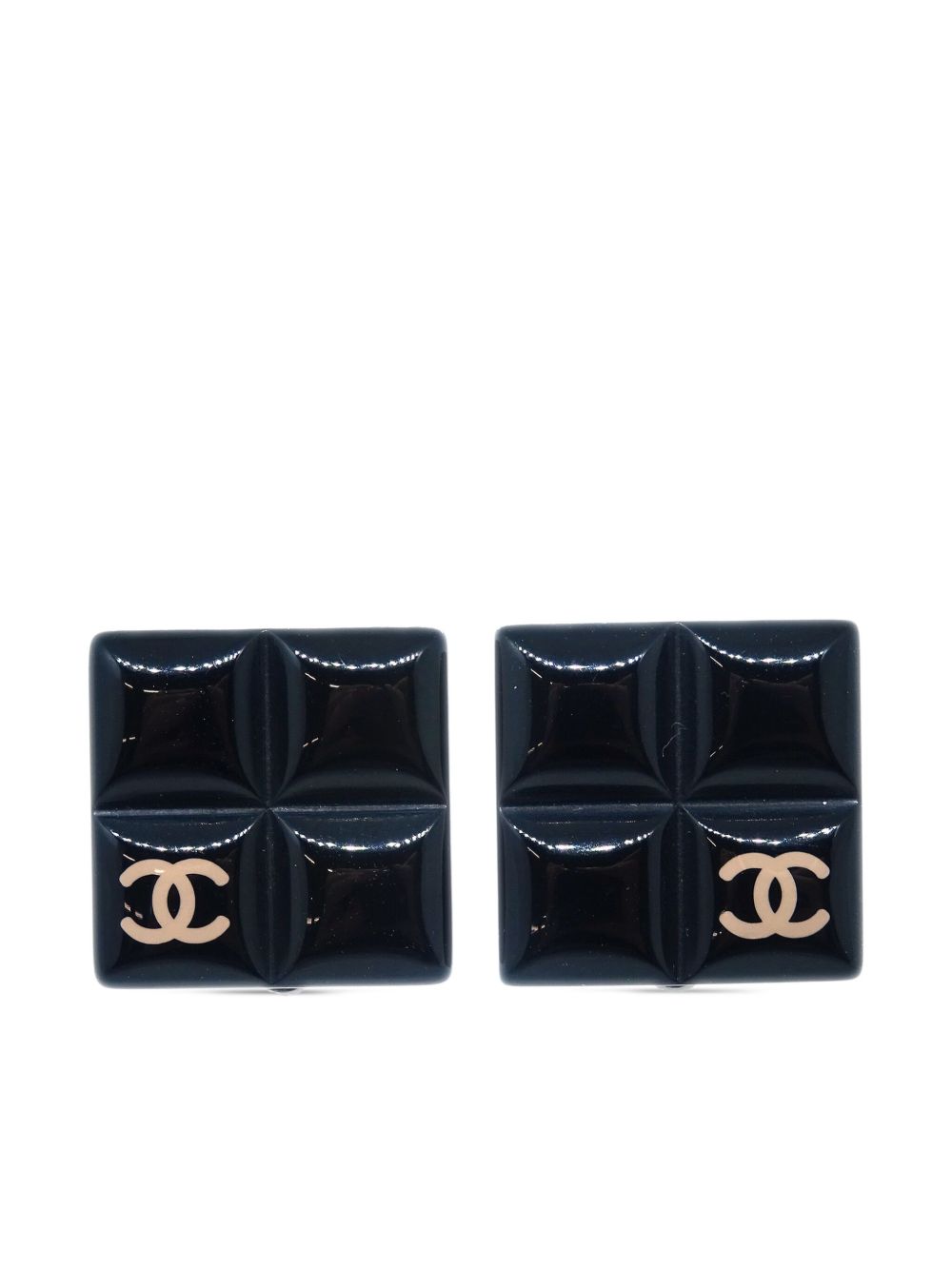 CHANEL Pre-Owned 方形夹扣式耳环 （2004年典藏款） - 黑色