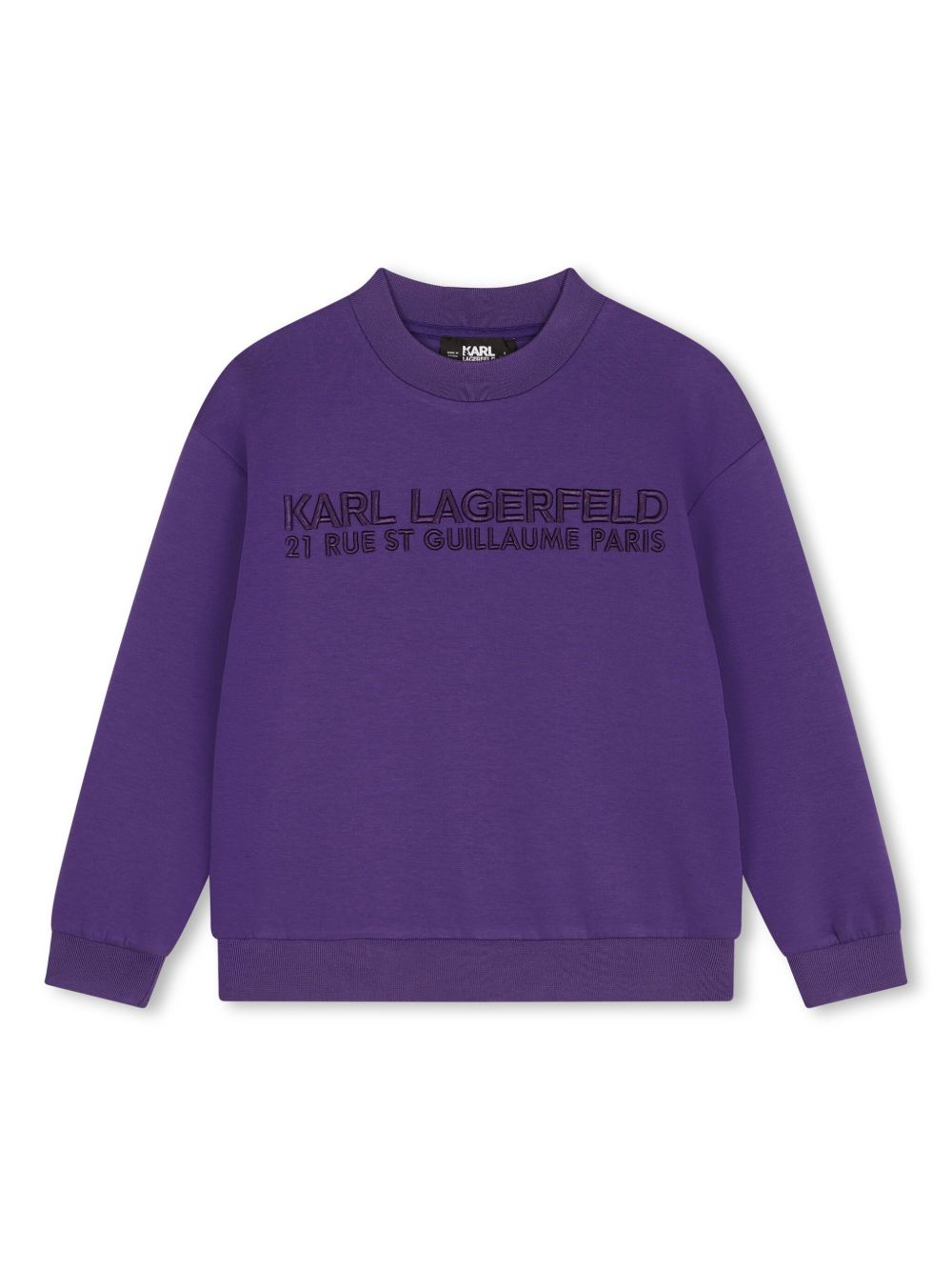 Karl Lagerfeld Kids logo刺绣平纹针织卫衣 - 紫色