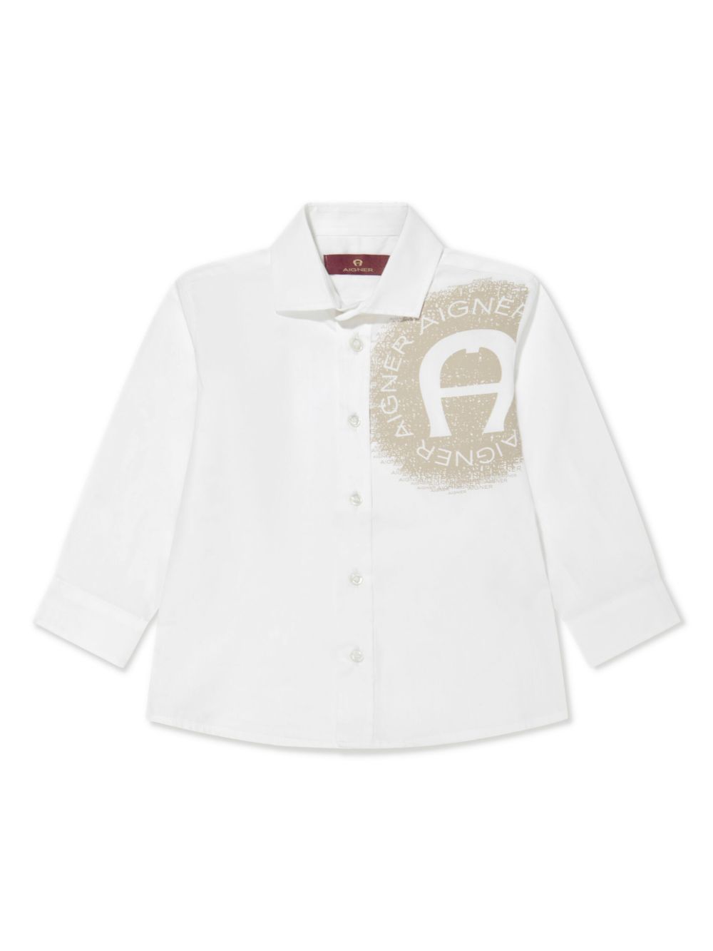 Aigner Kids logo印花棉衬衫 - 白色