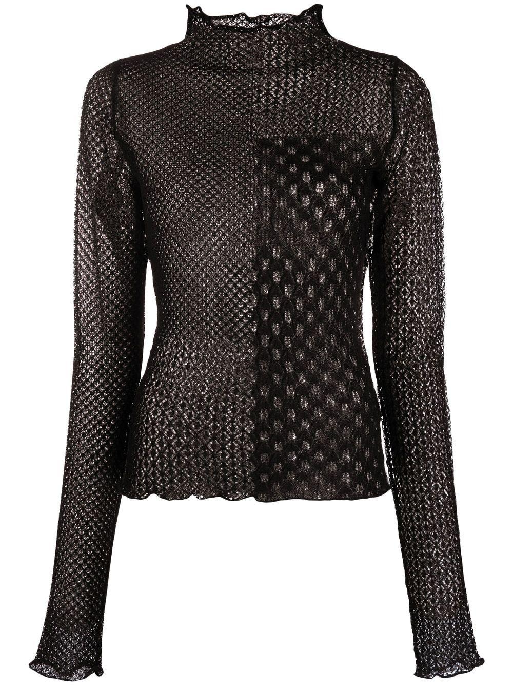 Versace Jeans Couture 范思哲 镂空针织高领毛衣 - 黑色