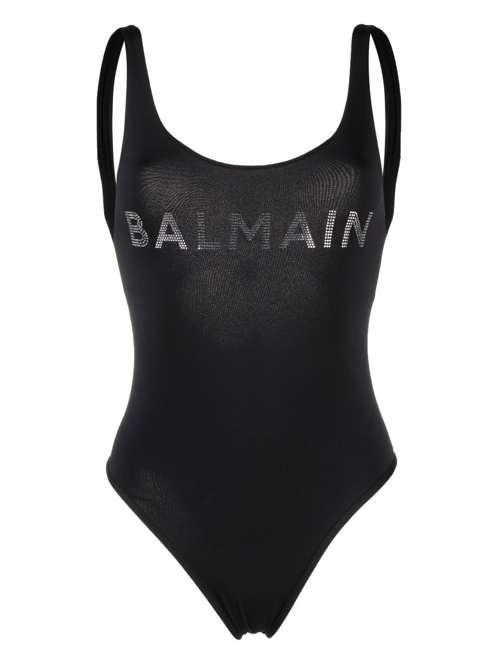 Balmain 铆钉logo U形领连体泳衣 - 黑色