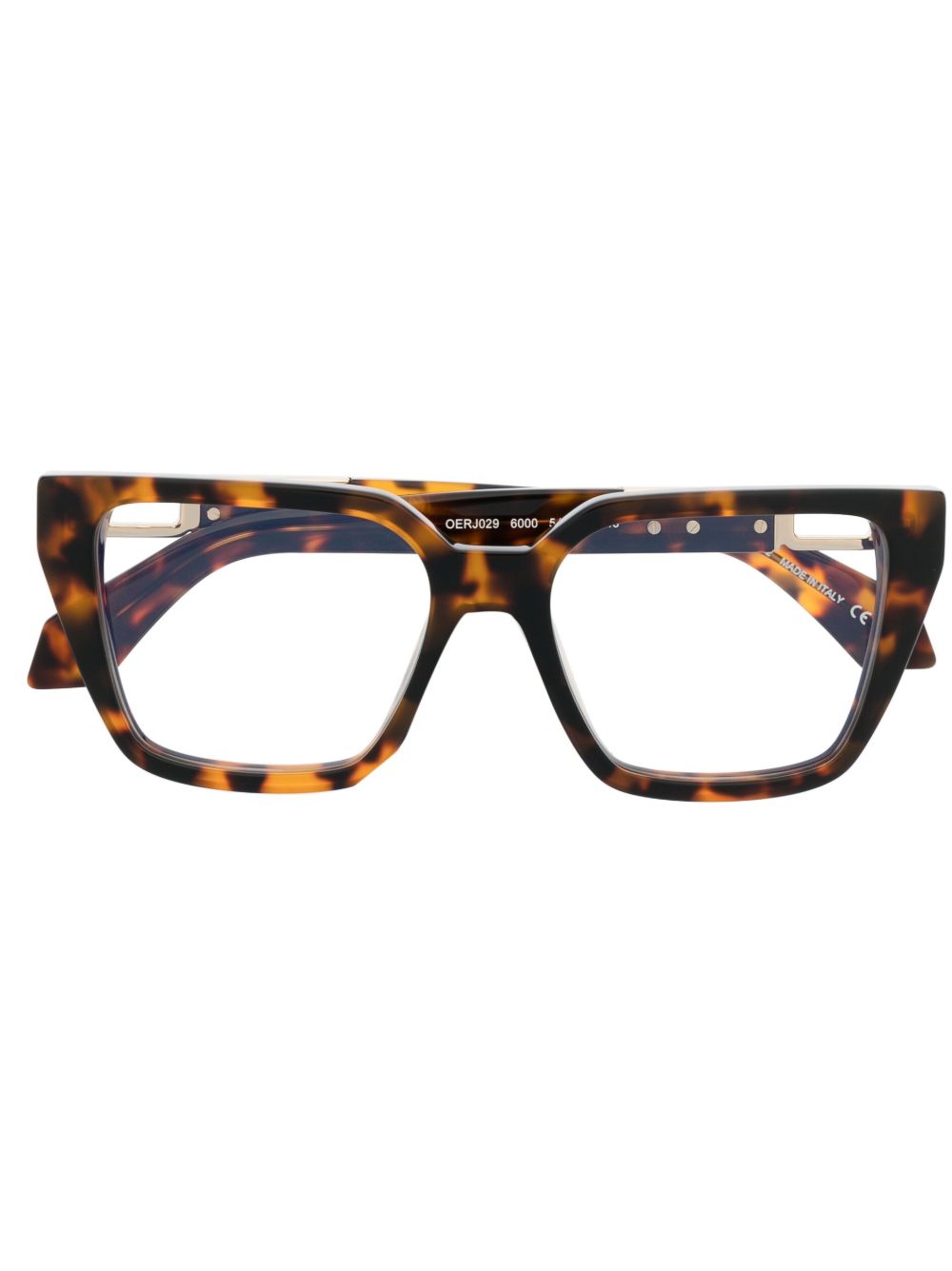 Off-White Eyewear logo标牌方框眼镜 - 褐色