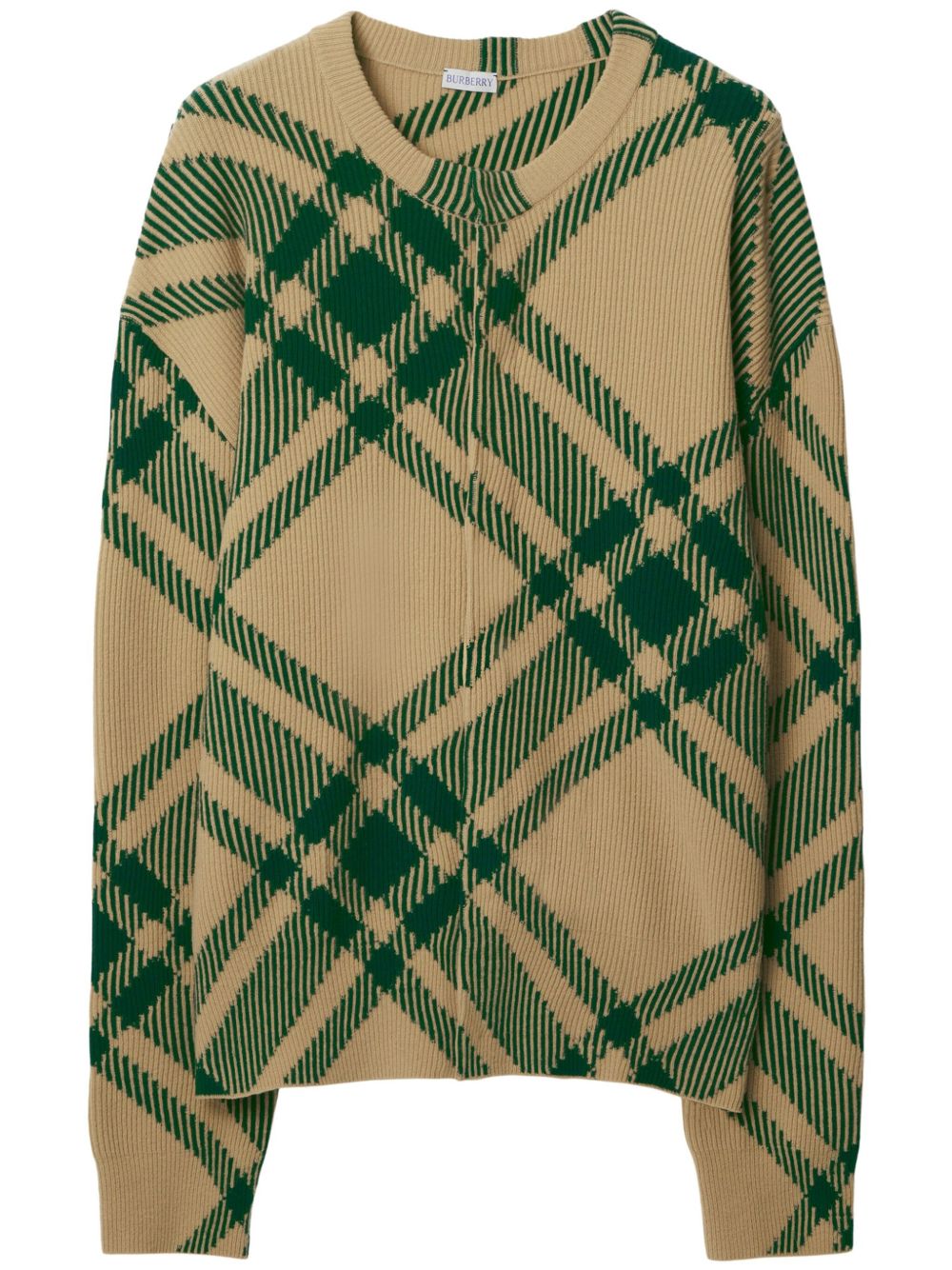 Burberry 格纹图案嵌花针织开衫 - 中性色