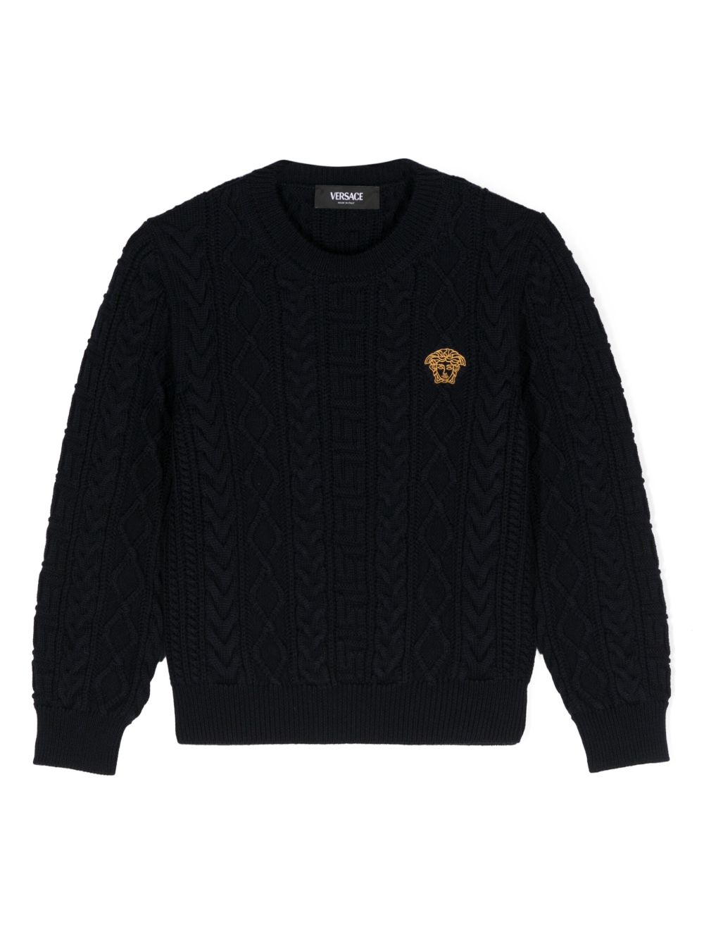 Versace Kids Medusa Head 粗绞花针织毛衣 - 蓝色