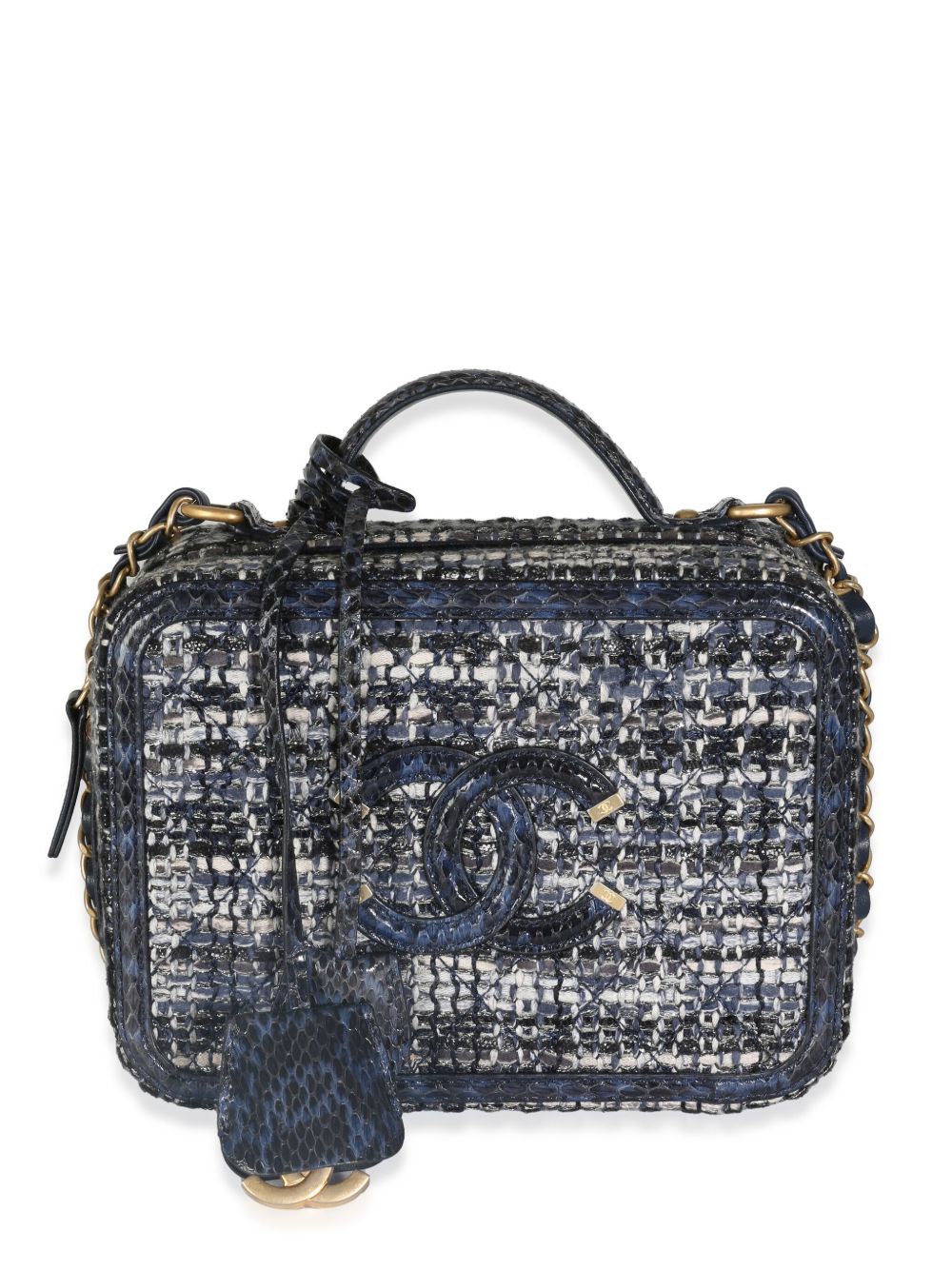 CHANEL Pre-Owned CC Vanity 粗花呢化妆包（2018年典藏款） - 蓝色
