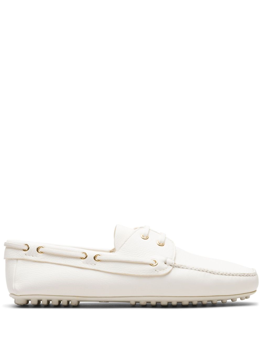 Car Shoe 系带皮质乐福鞋 - 白色