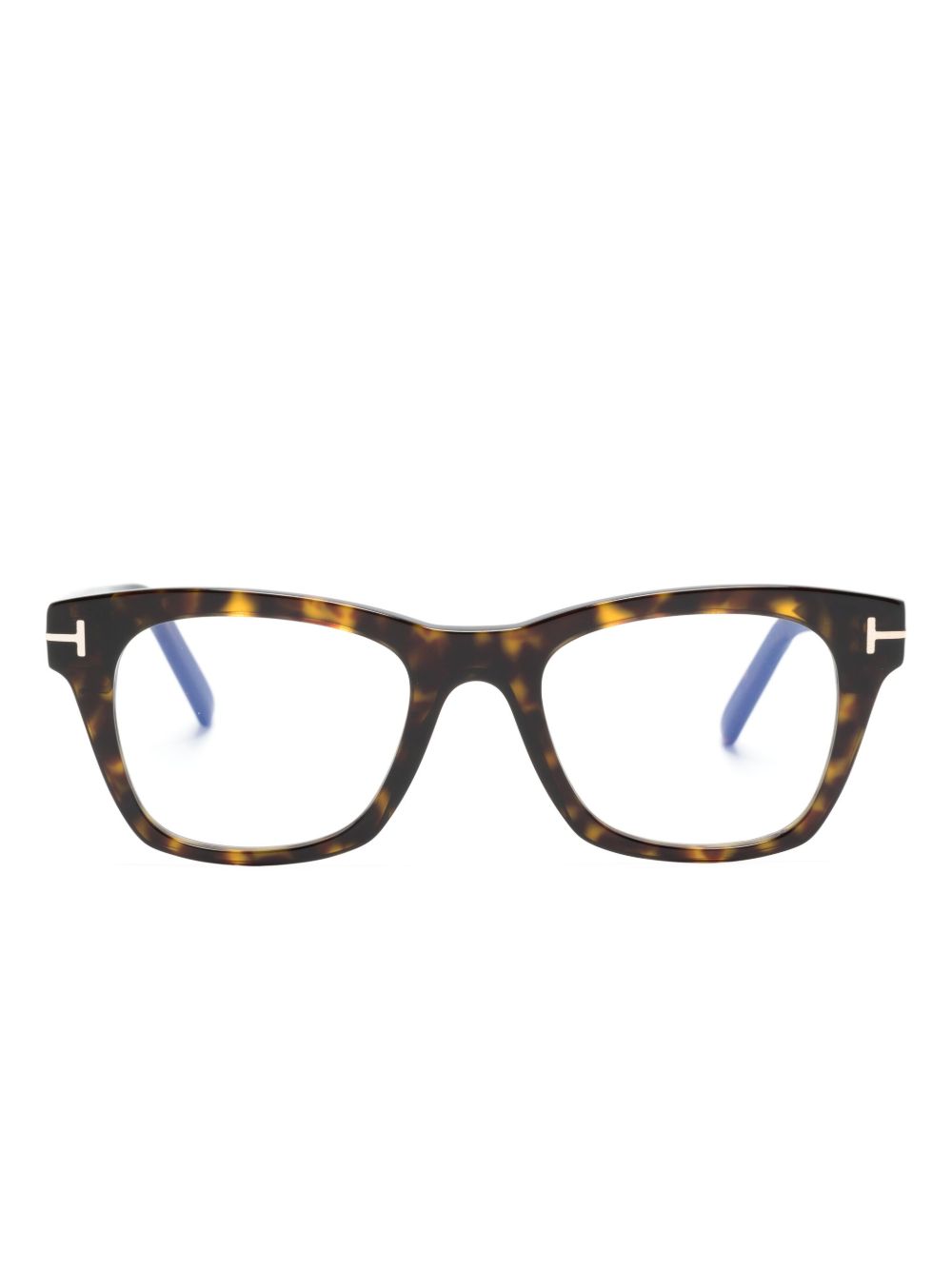 TOM FORD Eyewear 玳瑁纹方框眼镜 - 褐色