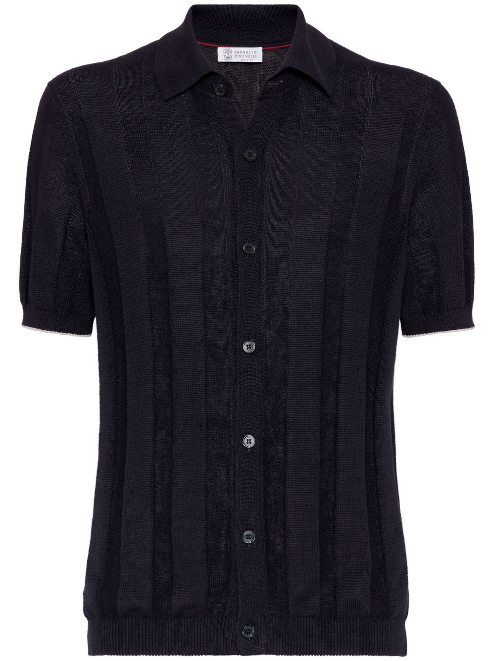 Brunello Cucinelli 短袖针织衬衫 - 蓝色