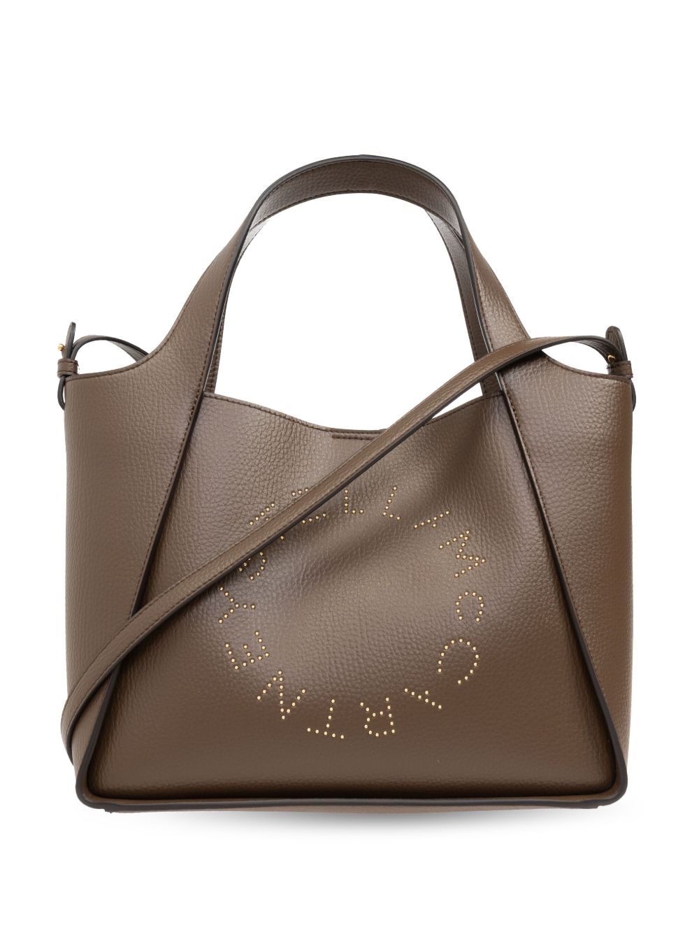 Stella McCartney logo镂空人造皮革手提包 - 褐色
