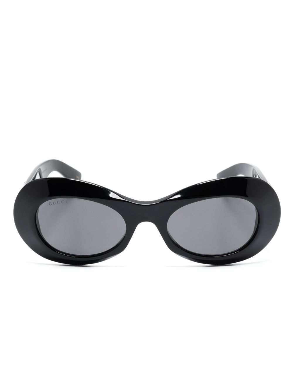 Gucci Eyewear Interlocking G 椭圆形框太阳眼镜 - 黑色