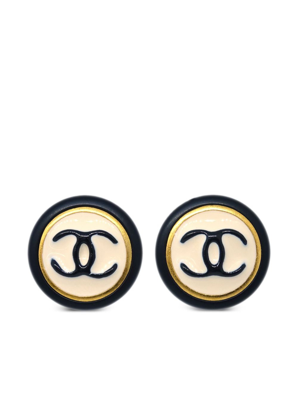 CHANEL Pre-Owned Interlocking CC 夹扣式耳环（1997年典藏款） - 金色