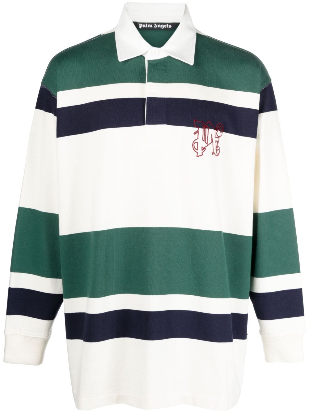 Palm Angels 条纹棉polo衫 - 绿色