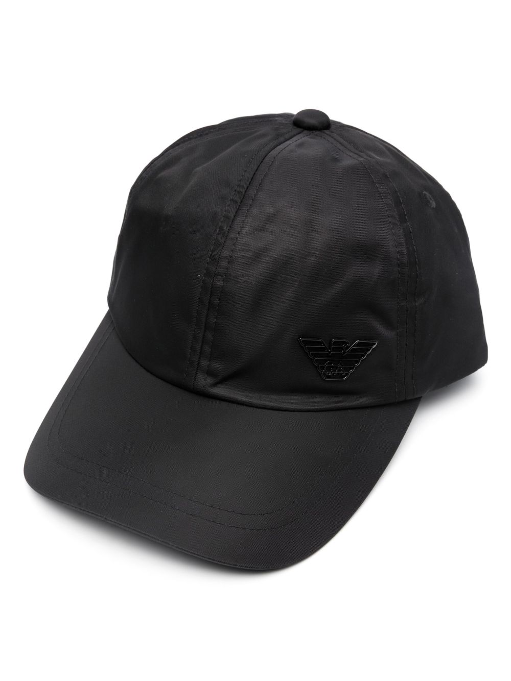 Emporio Armani logo标牌棉棒球帽 - 黑色