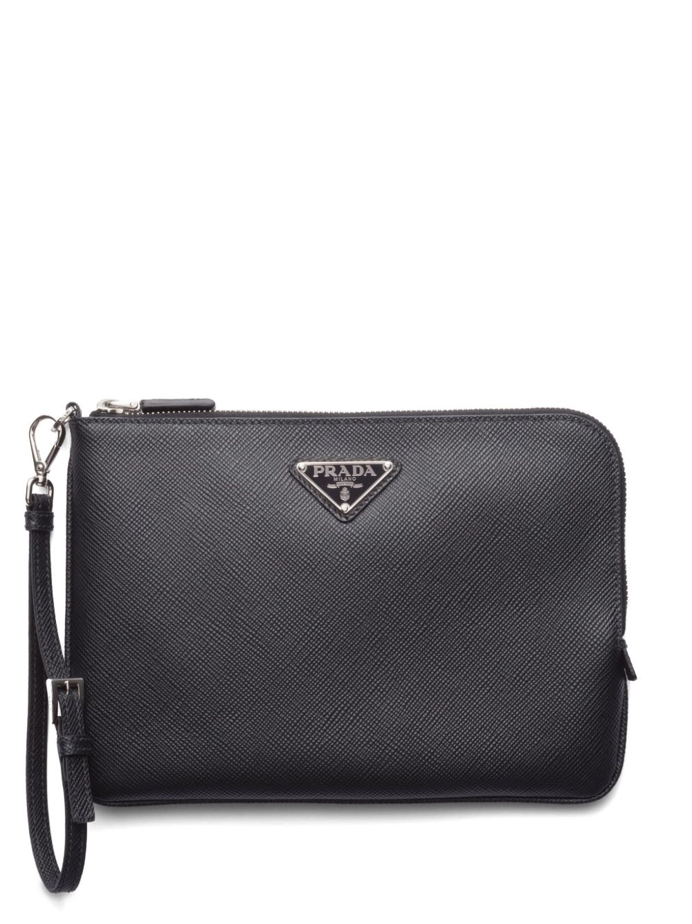 Prada 三角形logo小号手拿包 - 黑色