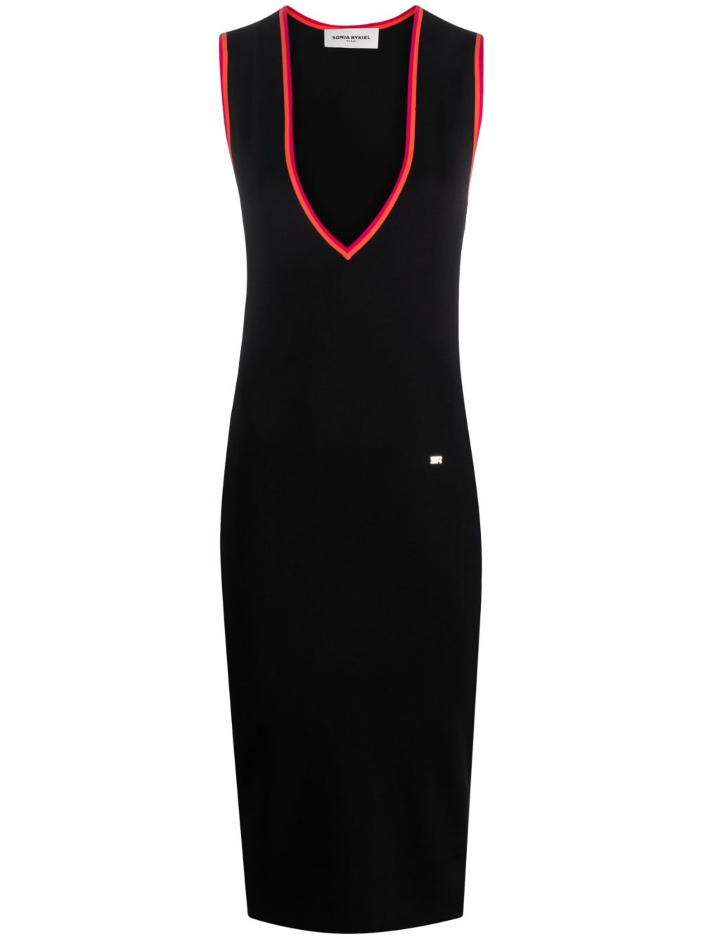 Sonia Rykiel Colourful 细节针织连衣裙 - 黑色