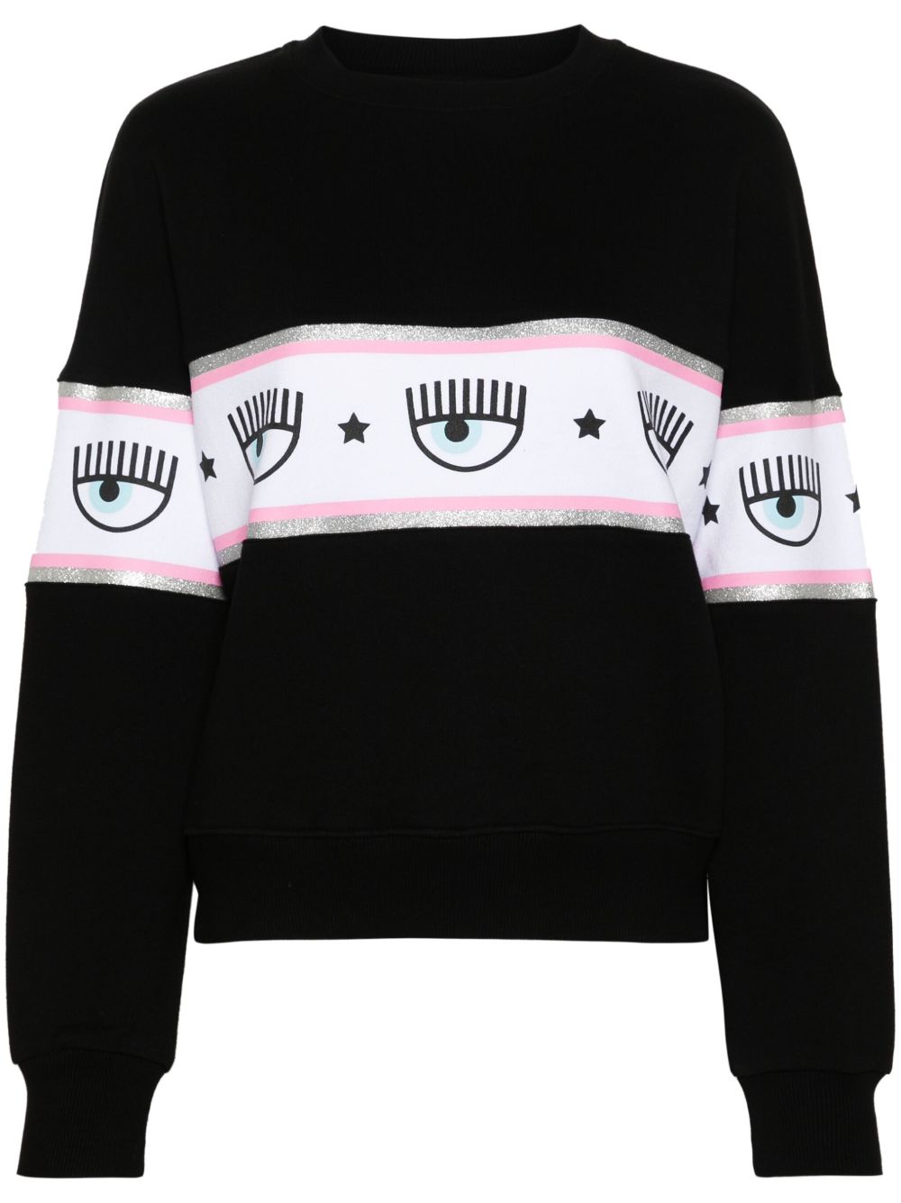 Chiara Ferragni logo印花棉卫衣 - 黑色