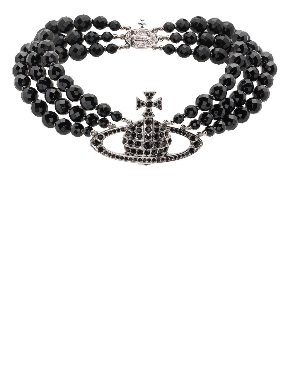 Vivienne Westwood Messaline Orb 三排项圈 - 黑色