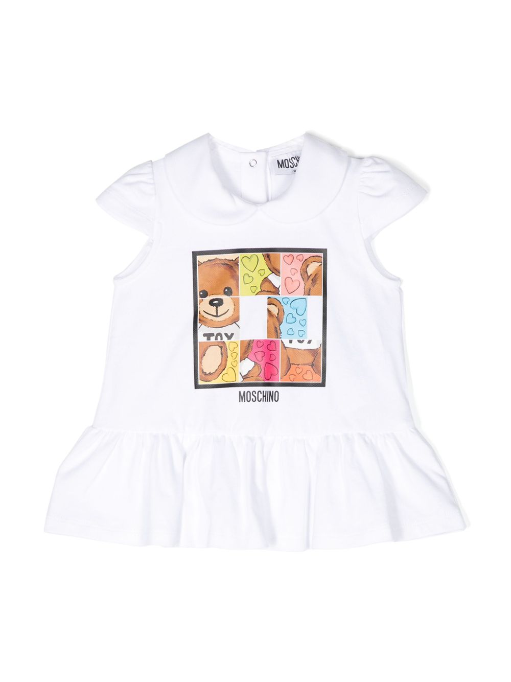 Moschino Kids logo印花珠地布连衣裙套装 - 白色