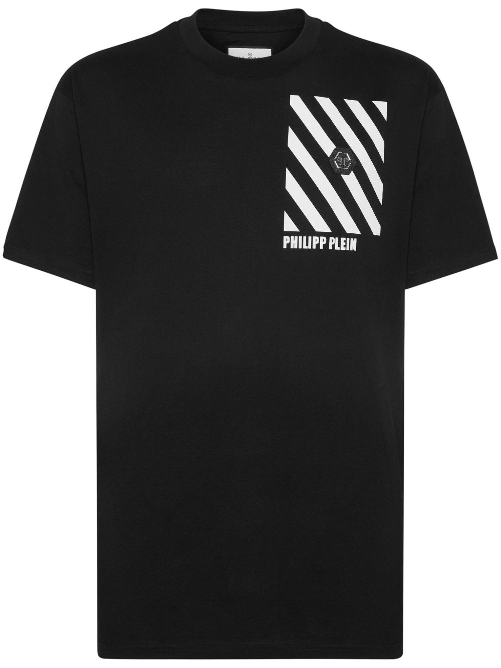Philipp Plein logo贴花棉T恤 - 黑色