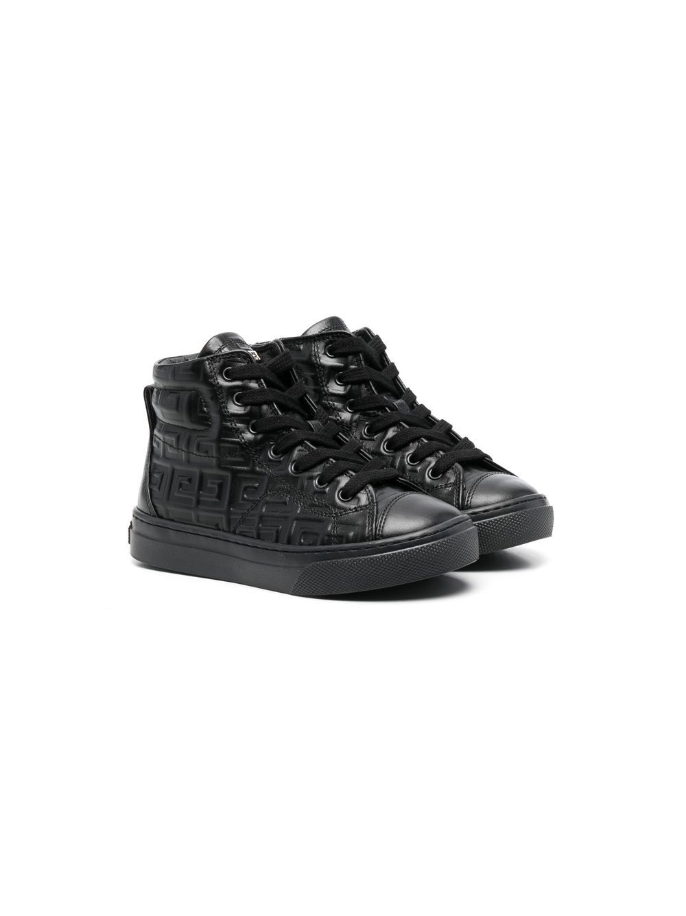 Givenchy Kids 凹面压花logo高帮运动鞋 - 黑色