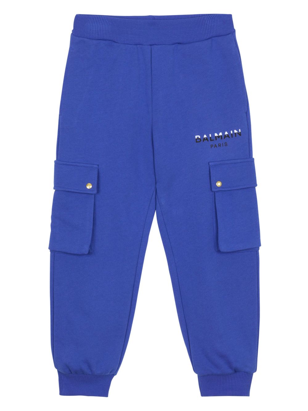 Balmain Kids logo印花棉运动裤 - 蓝色