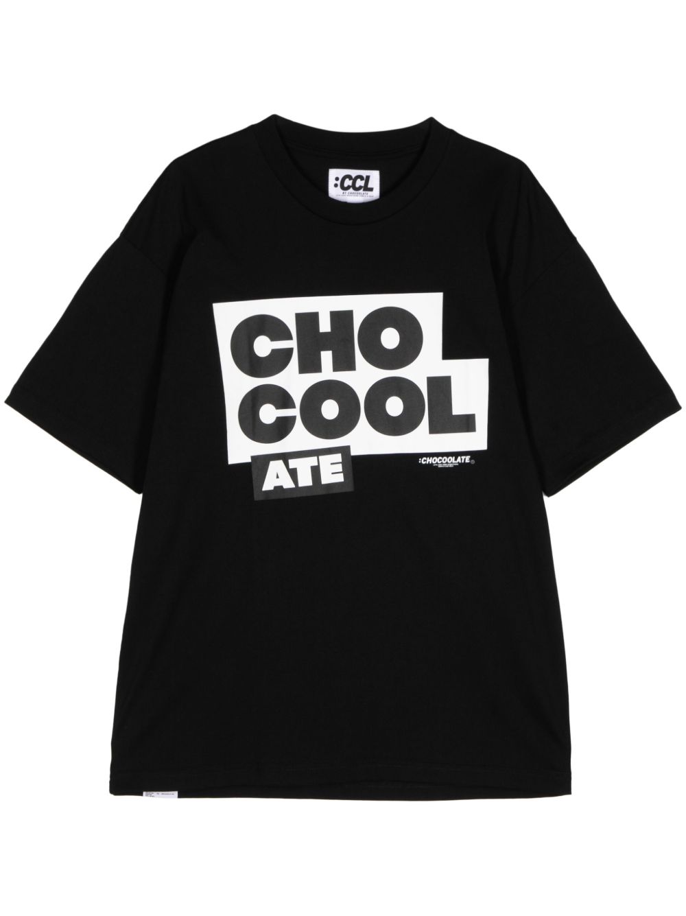 CHOCOOLATE logo印花棉T恤 - 黑色